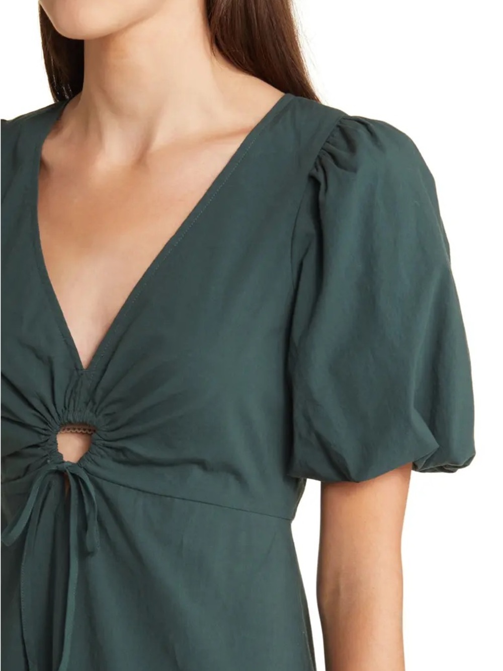 Madewell Cutout Puff Sleeve Poplin Midi Dress Size Small / 4 100% Cotton